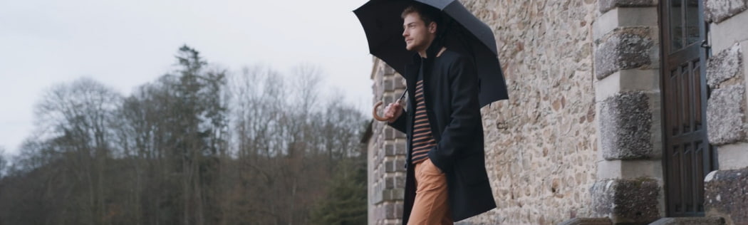 Photo Saint James pea coat in the rain for men