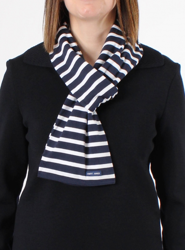 Foulard Marine Et Rouge Camaïeu - Écharpe En Coton à Motif Géométrique - Occasion