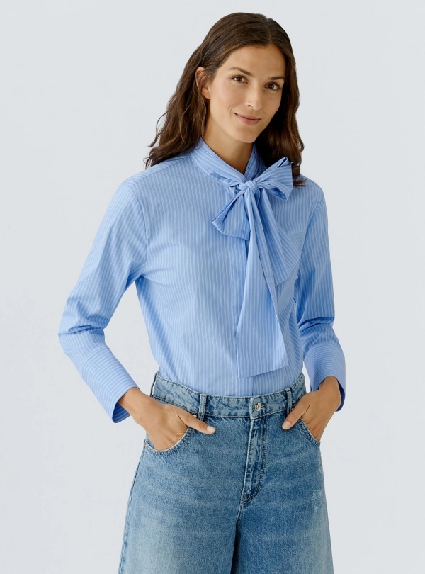Blouses for women - Striped Tie-Neck Blouse - OUI