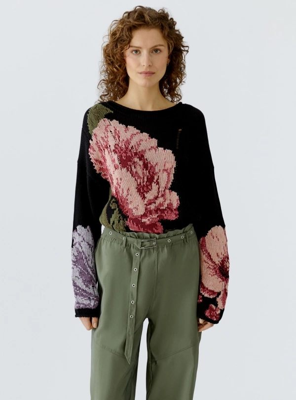Chandails pour femme - Chandail Tricot Fleurs - OUI