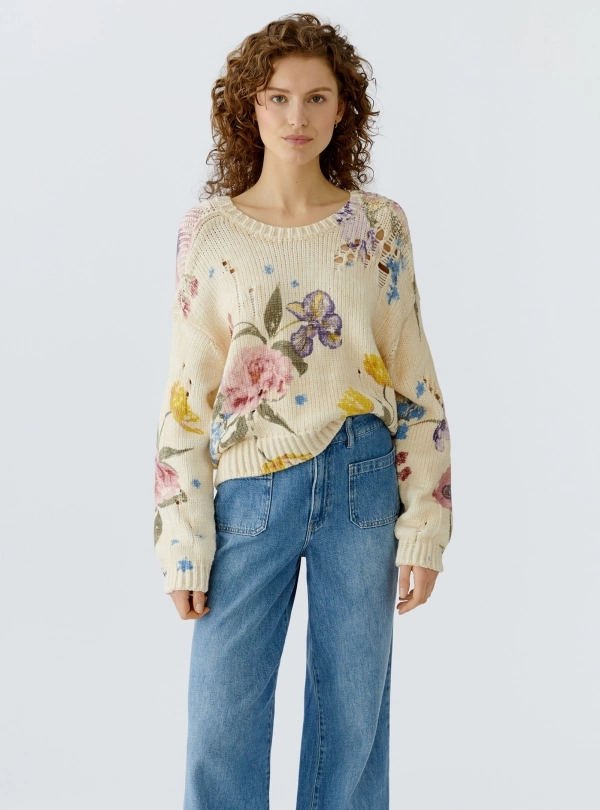 Chandails pour femme - Chandail Tricot Fleurs - OUI