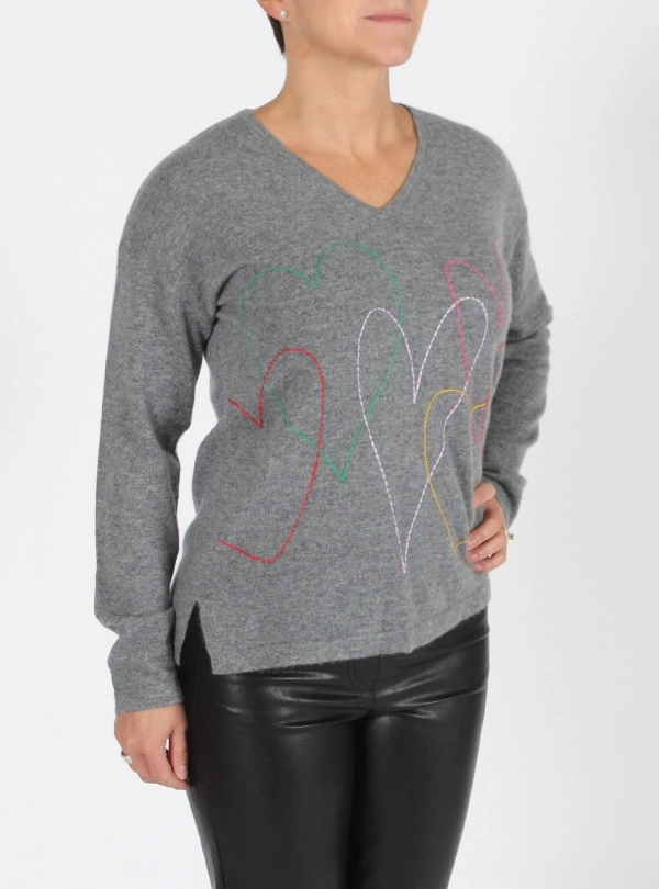 Cardigans for women - Heart V Neck - Estheme Cachemire