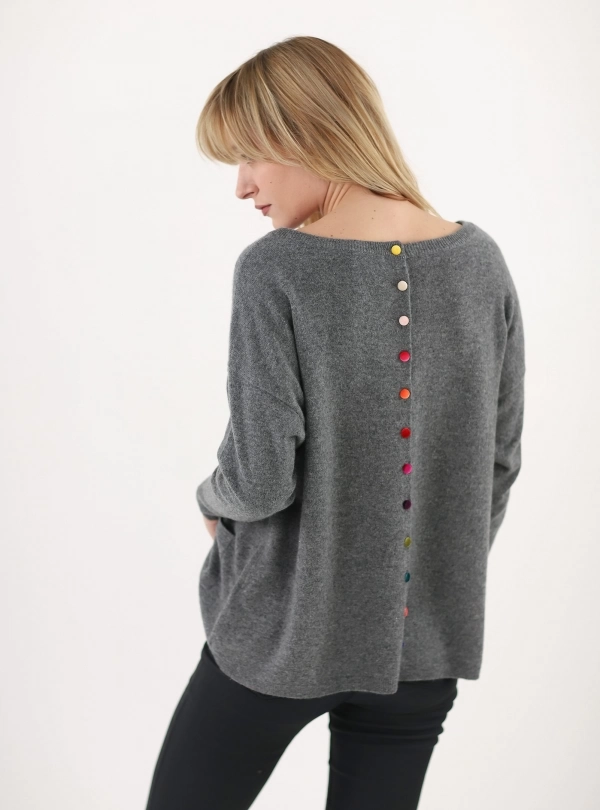 Chandails pour femme - Col Rond Boutons Dos - Estheme Cachemire