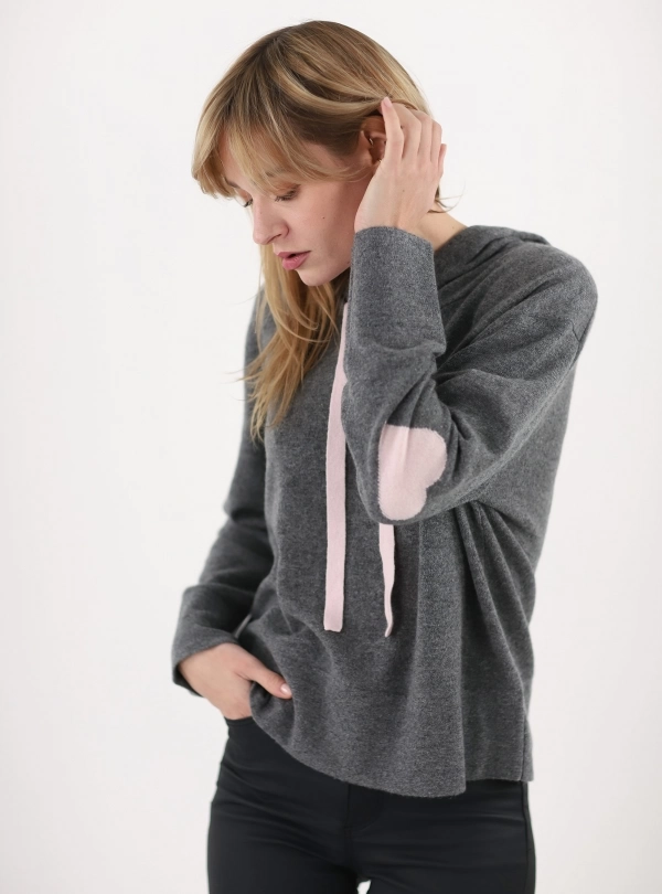 Sweaters for women - Hoodie with Heart - Estheme Cachemire