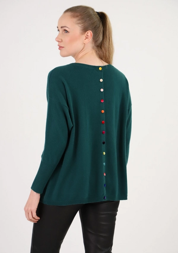 Round Neck Back Buttons Estheme Cachemire Sweaters Boutique Jourdain