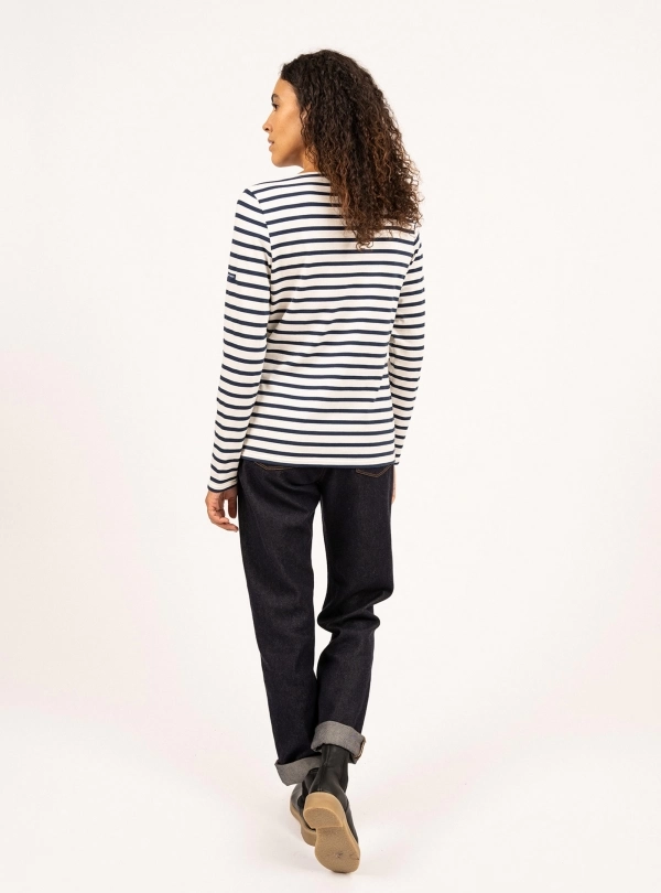 Tシャツ・カットソー SAINT JAMES Embroidered cotton t-shirt  (9863 ECRUMARINE) Saint James Embroidered Cotton T-shirt In Ecru Marine | ModeSens